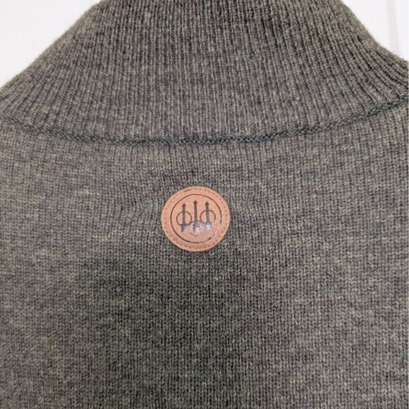 Beretta Lambswool 1/4 Zip Sweater Mens Size XL Dark Green Elbow Patches Pullover - Picture 12 of 16